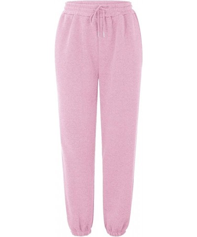 Womens High Waisted Sweatpants with Pockets 2024 Fall Y2k Jogger Pants Baggy Lounge Trousers Cinch Bottom Sweatpants A08-pink...