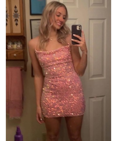 Women's Sparkly Sequin Homecoming Dresses for Teens Spaghetti Strap Tight Short Corset Prom Dresses Black $30.79 Dresses