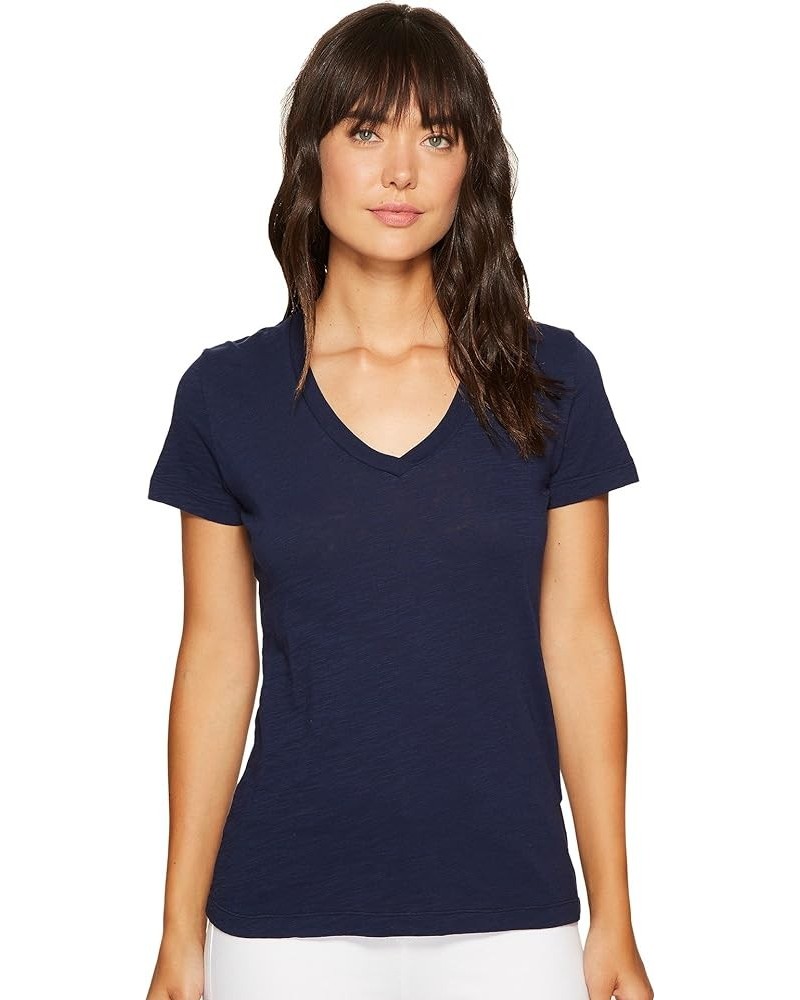 Women's Slub Jersey Short Sleeve V-Neck Tee True Navy $20.28 T-Shirts