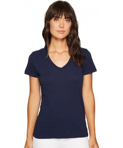 Women's Slub Jersey Short Sleeve V-Neck Tee True Navy $20.28 T-Shirts