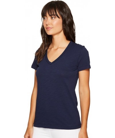 Women's Slub Jersey Short Sleeve V-Neck Tee True Navy $20.28 T-Shirts