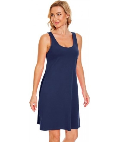 Dress with Built in Bra Tank Dress for Women Sleeveless Cotton Beach Summer Dress Navy $13.20 Dresses