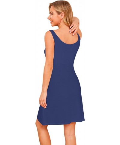 Dress with Built in Bra Tank Dress for Women Sleeveless Cotton Beach Summer Dress Navy $13.20 Dresses