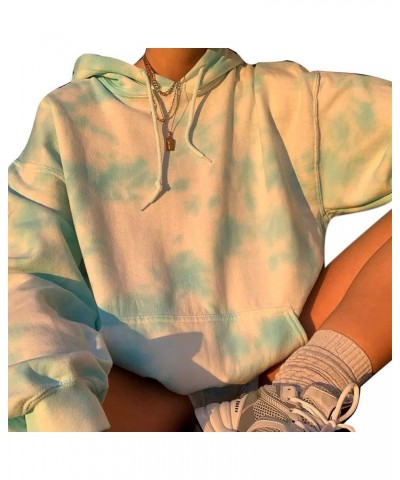 Women Casual Autumn Long Sleeve Tie Dye Pocket Loose Hoodie Sweatshirt Blue $12.73 Hoodies & Sweatshirts