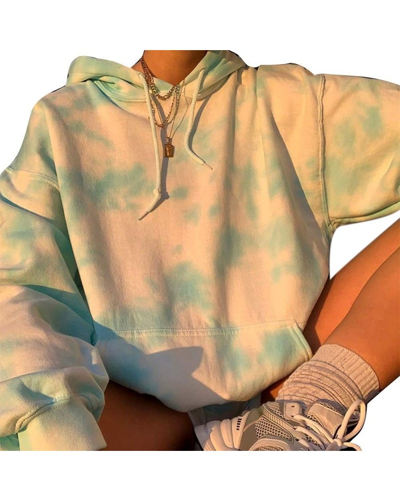 Women Casual Autumn Long Sleeve Tie Dye Pocket Loose Hoodie Sweatshirt Blue $12.73 Hoodies & Sweatshirts