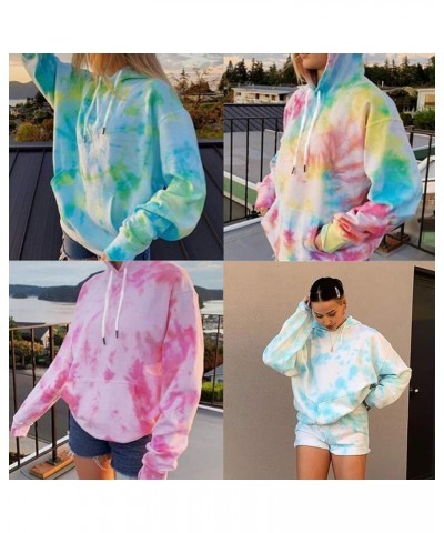 Women Casual Autumn Long Sleeve Tie Dye Pocket Loose Hoodie Sweatshirt Blue $12.73 Hoodies & Sweatshirts