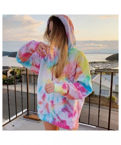 Women Casual Autumn Long Sleeve Tie Dye Pocket Loose Hoodie Sweatshirt Blue $12.73 Hoodies & Sweatshirts