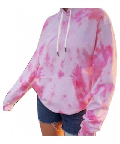 Women Casual Autumn Long Sleeve Tie Dye Pocket Loose Hoodie Sweatshirt Blue $12.73 Hoodies & Sweatshirts