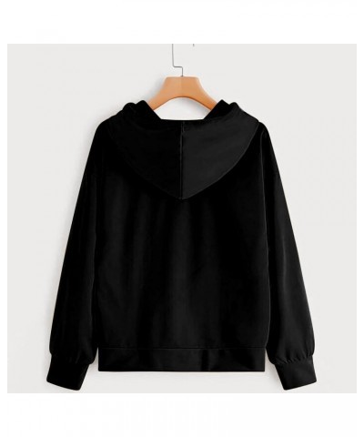 Heart Shaped Hoodies For Women Pocket Electrocardiogram Print Sweatshirt Long Sleeves Cute Fall Pullover Daily Cloth E1-black...