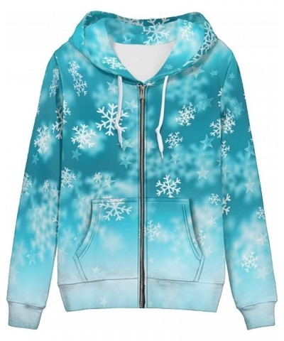 Cute Zip Up Jacket Hoodies Teen Fall Clothes for Women Activewear Tops Y2K Clothing XS-5XL Sweatshirts Christmas Snowflake $1...