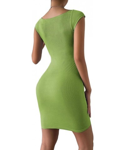 Women's Sexy Sweetheart Neck Sleeveless Ribbed Cocktail Bodycon Mini Short Dress Grass Green $17.84 Dresses