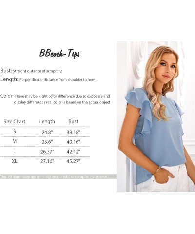 Short Sleeve V Neck T Shirts for Womens Summer Tops Casual Tunic Tops Loose Fit Sky Blue Crewneck $11.19 Tops