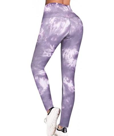 High Waisted Compression Leggings with Pockets for Women Soft Black Tummy Control Leggings Yoga Pants for Running Purple-inse...