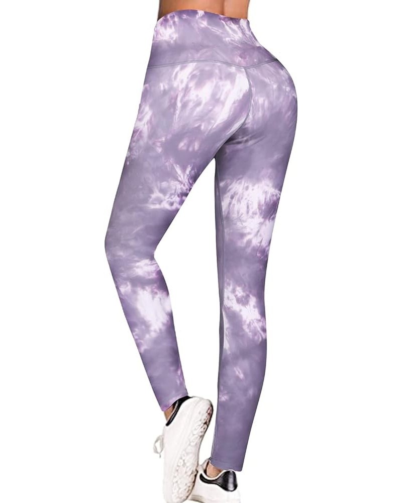 High Waisted Compression Leggings with Pockets for Women Soft Black Tummy Control Leggings Yoga Pants for Running Purple-inse...