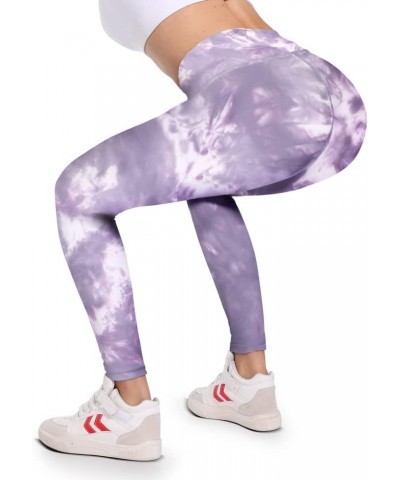 High Waisted Compression Leggings with Pockets for Women Soft Black Tummy Control Leggings Yoga Pants for Running Purple-inse...