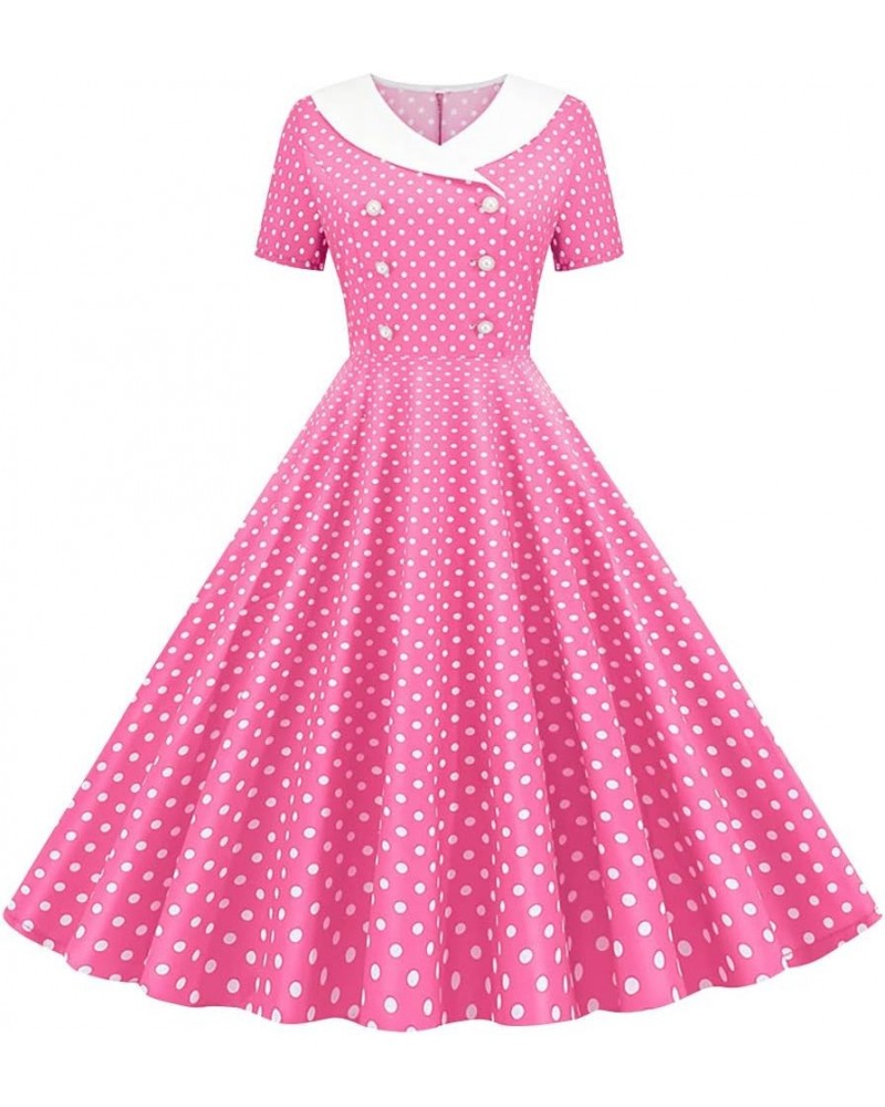 Women's Summer Dress 1950s Vintage Sleeveless Floral Polka Dot Print Midi A-line Dress Elegant Evening Dress S-XXL Apink $14....