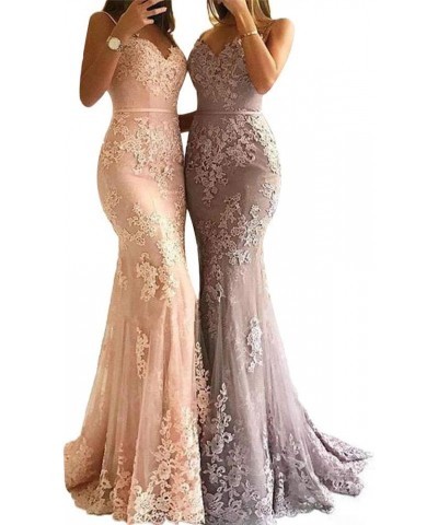 Prom Dressees Spaghetti Strap Lace Applique Tulle Mermaid Backless Bridesmaid Evening Formal Gowns Coral $42.00 Dresses