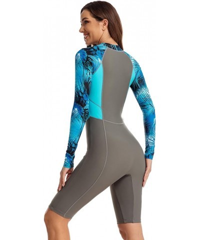 Women's Long Sleeve One Piece Swimsuit Boyleg Dive Skin Rashguard Printed Surfing Bathing Suit Color-1 $26.94 Swimsuits