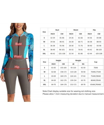 Women's Long Sleeve One Piece Swimsuit Boyleg Dive Skin Rashguard Printed Surfing Bathing Suit Color-1 $26.94 Swimsuits