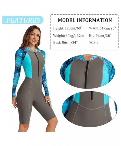 Women's Long Sleeve One Piece Swimsuit Boyleg Dive Skin Rashguard Printed Surfing Bathing Suit Color-1 $26.94 Swimsuits