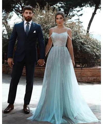 Off Shoudler Sequin Prom Dresses Long Ball Gown 2024 Glitter Tulle A-Line Formal Dress Evening Party Gowns Royal Blue $30.55 ...