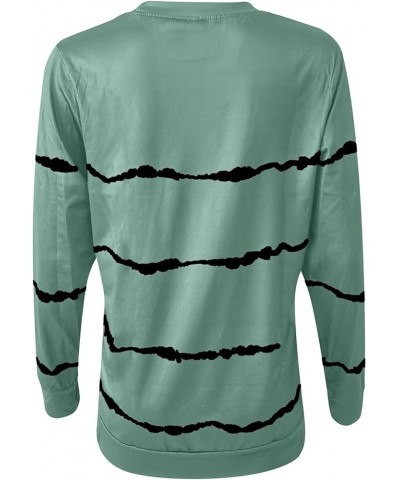 Women Plus Size Long Sleeve Shirts Striped Crewneck Sweatshirts Loose Fit Pullover Casual Trendy Fall Tops 2023 25 Green $7.0...