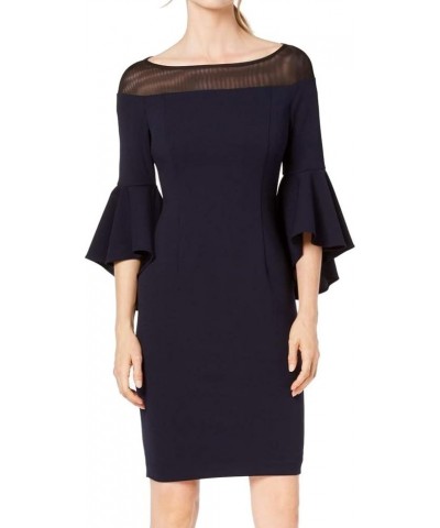 Womens Off-The-Shoulder Illusion Sheath Dress Navy/Black $17.00 Dresses