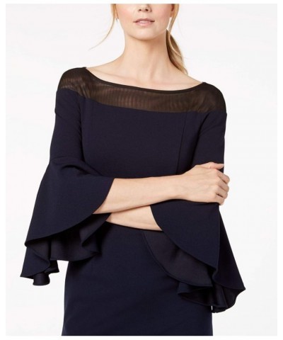 Womens Off-The-Shoulder Illusion Sheath Dress Navy/Black $17.00 Dresses