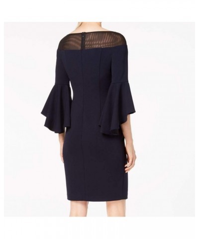 Womens Off-The-Shoulder Illusion Sheath Dress Navy/Black $17.00 Dresses