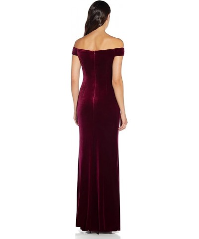 Women's Stretch Velvet Dress Burgundy $24.42 Dresses