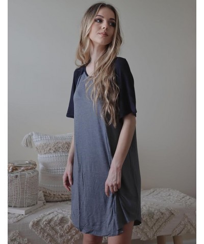 Sleep Shirts for Women Short Sleeve Night Shirts for Sleeping Pullover Nightgown Soft Nightdress S-XXL Navy Blue $9.03 Sleep ...