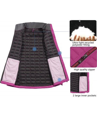 Women's Puffer Vest, Lightweight Warm Sleeveless Jacket for Hiking Travel Golf Rose/Black A2 $21.60 Vests