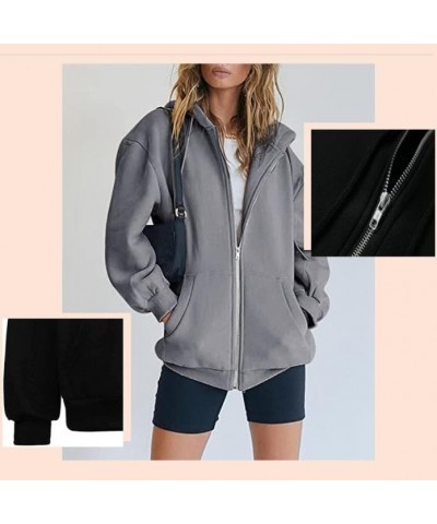 Womens Zip Up Hoodies Oversized Sweatshirt Hoodie Cute Fall Casual Drawstring Jacket with Pockets Beige $10.23 Hoodies & Swea...