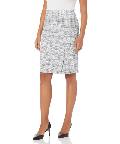 Women's Tweed 4 Button Jacket with Front Slit Skirt Blue / White Combo $37.18 Skirts