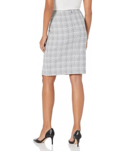 Women's Tweed 4 Button Jacket with Front Slit Skirt Blue / White Combo $37.18 Skirts