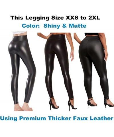 Women's Faux Leather Leggings Comfy & Stretchy Smooth Tummy Control… Regular Black_shiny $14.15 Leggings