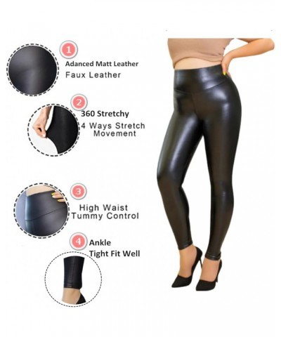 Women's Faux Leather Leggings Comfy & Stretchy Smooth Tummy Control… Regular Black_shiny $14.15 Leggings