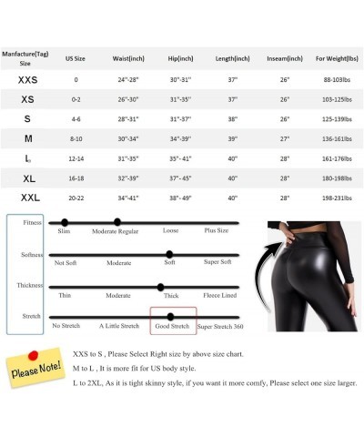 Women's Faux Leather Leggings Comfy & Stretchy Smooth Tummy Control… Regular Black_shiny $14.15 Leggings