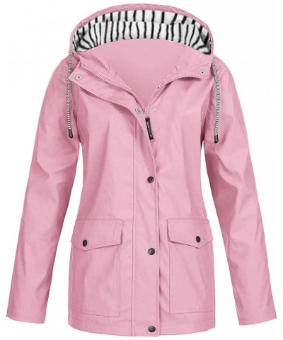 Rain Coats for Women Plus Size Warm Winter 2022 Trench Coat Lightweight Waterproof Jackets Zip-Up Hooded Outdoor 09pink $11.9...