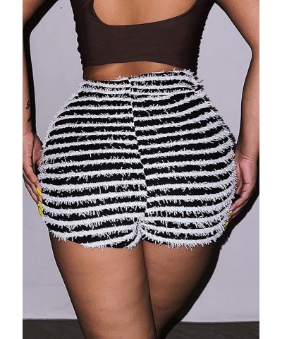 Women's Sweatpants, Sexy Split High Waist Fleece Stripe Patchwork Knitted Shorts 22342-black Shorts $10.08 Shorts