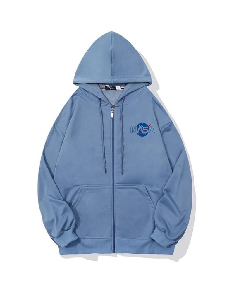 Teen NASA Printed Zip Hoodie Long Sleeve Drawstring Fashion Sweatshirt Blue $15.68 Hoodies & Sweatshirts