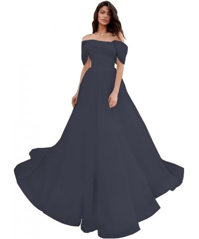 Off Shoulder Prom Dresses Tulle A Line Ball Gown Long Quinceanera Dress Wedding Dress for Women Navy Blue $29.80 Dresses