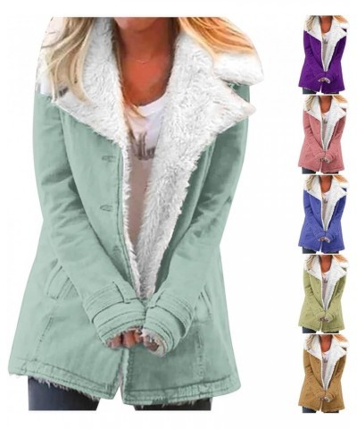 Sherpa Fleece Lined Fall Jackets For Women 2023 Open Front Cardigan Fuzzy Coat Warm Winter Outerwear With Pockets G11-mint Gr...