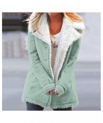 Sherpa Fleece Lined Fall Jackets For Women 2023 Open Front Cardigan Fuzzy Coat Warm Winter Outerwear With Pockets G11-mint Gr...