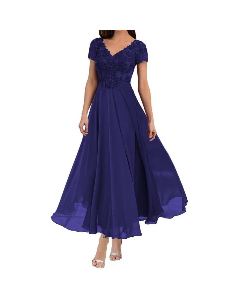 Mother of The Bride Dresses for Wedding A Line Lace Wedding Guest Dresses for Women Tea Length Royal Blue $42.14 Dresses