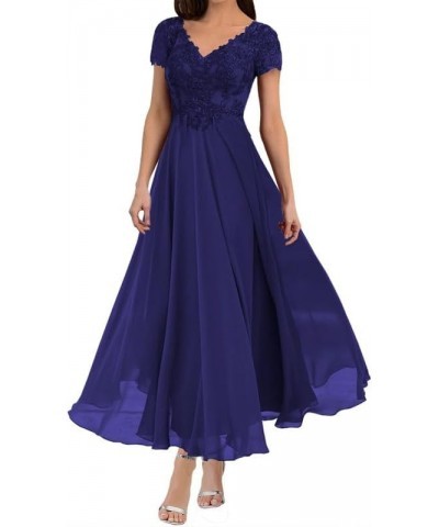 Mother of The Bride Dresses for Wedding A Line Lace Wedding Guest Dresses for Women Tea Length Royal Blue $42.14 Dresses