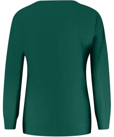 Women's Fashionable Casual St. Patrick's Day Sweatshirt with Crewneck and Long Sleeves, featuring Shamrock Print 2-white $9.7...