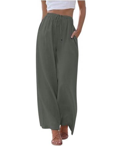 Women's Linen Summer Palazzo Pants Flowy Wide Leg Beach Pants for Women Dressy with Pockets 1-dark Gray $5.99 Others