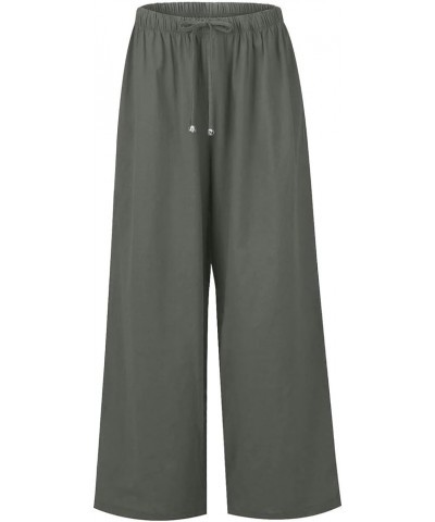 Women's Linen Summer Palazzo Pants Flowy Wide Leg Beach Pants for Women Dressy with Pockets 1-dark Gray $5.99 Others