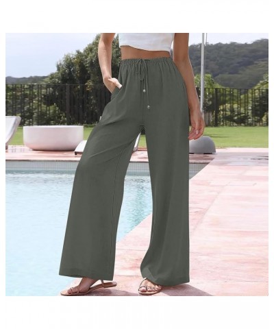 Women's Linen Summer Palazzo Pants Flowy Wide Leg Beach Pants for Women Dressy with Pockets 1-dark Gray $5.99 Others